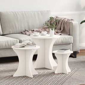 vidaXL Conjunto de Mesas de Café 3 pcs Branco 46 x 46 x 47 cm