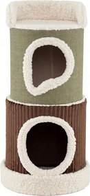 Casa para gatos de 3 andares com interior 41 x 85 cm, com plataforma superior almofadada, 2 cavernas, almofada lavável, móvel em forma de barril, árvo