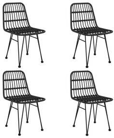 5 pcs conjunto de jantar p/ jardim vime PE preto