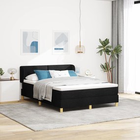 Cama Box Spring vidaXL com Colchão, Preto, 140x200 cm, Tecido