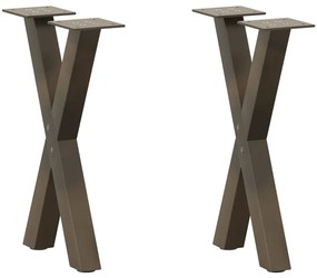 vidaXL Pés para mesa de centro em formato de X, 2 peças, aço natural, 28x(42-43) cm, aço