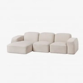 Sofá Chaise Longue Modular Bastian De 3 Peças À Esquerda Chenille Grossa Branca - Sklum