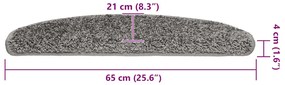 Tapetes de escada 20 pcs 65x21x4 cm cinzento