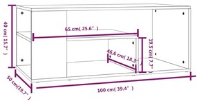 Mesa de centro 100x50x40cm derivados de madeira cinzento sonoma