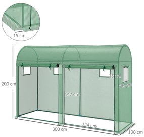 Estufa Jardim Tipo Túnel com 4 janelas e 2 portas para Plantas de PE d