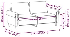 Sofá de 2 lugares veludo 140 cm castanho