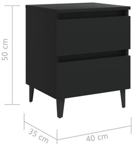 Mesa de cabeceira 40x35x50 cm derivados de madeira preto