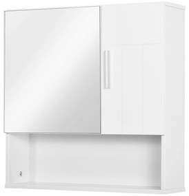 Armário Casa de Banho com Espelho Móvel Suspenso de Casa de Banho com 2 Portas e 2 Prateleiras Interiores Ajustáveis 54x15,2x55,3cm Branco