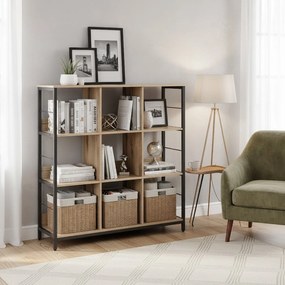 Estante para livros com 9 compartimentos 100 x 30 x 103,1 cm, castanho-preto