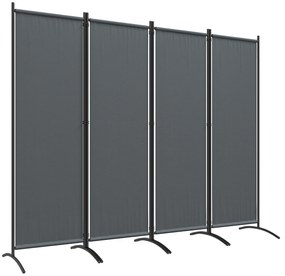 Outsunny Biombo Separador de Ambientes de 4 Painéis Biombo Dobrável 221x172 cm com Pés Largos para Terraço Pátio Jardim Cinza Escuro