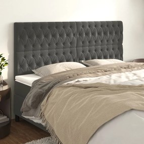 vidaXL Cabeceira de cama 4 pcs veludo 100x7x78/88 cm cinzento-escuro
