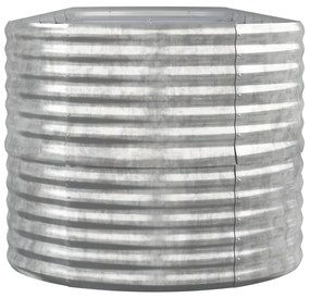 Canteiro elevado jardim 440x80x68cm aço revestido a pó prateado