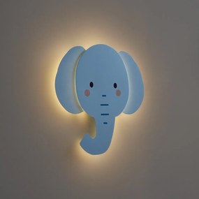 Candeeiro de parede infantil azul com LED regulável em 3 níveis - Ellie the Elephant