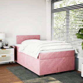 Cama boxspring com colchão 120x190 cm veludo rosa