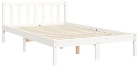 Estrutura de cama com cabeceira 120x200cm madeira maciça branco