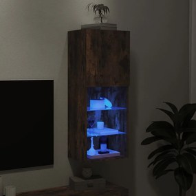 Móvel de TV com luzes LED 40,5x30x102 cm carvalho fumado