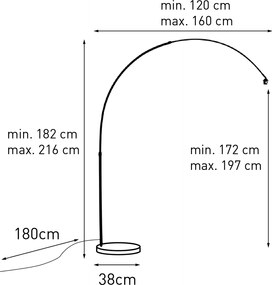 Candeeiro de Arco Moderno Cromado Ajustável sem Abajur