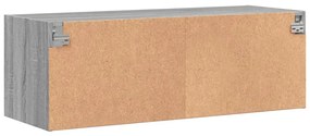 Armário de parede c/ portas de vidro 102x37x35 cm cinza sonoma