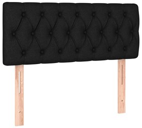 Cama box spring c/ colchão e LED 120x200 cm tecido preto