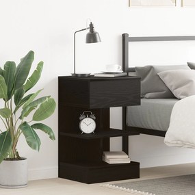 Criado-mudo vidaXL Preto Carvalho 40x35x65 cm Madeira engenharia