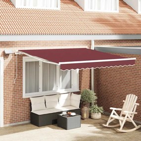 vidaXL Toldo retrátil manual com luz LED 300x250 cm bordô