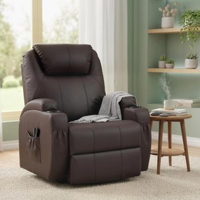 Poltrona elevatória elétrica 83 x 95 x 107 cm, poltrona relax elétrica, apoio para os pés, encosto reclinável, porta USB, castanho