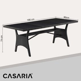 Mesa de jardim Polyrattan Takeo 190x90x75cm WPC preta