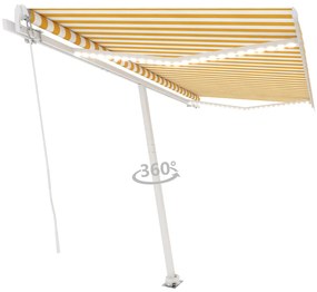 Toldo retrátil manual com LED 450x300 cm amarelo e branco