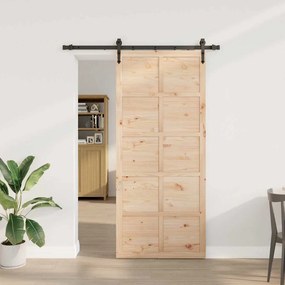 vidaXL Porta Deslizante Castanho 80 x 208 cm Madeira de pinho maciça