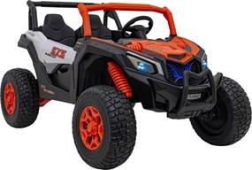 Buggy elétrico para Crianças 24V, 4x4, 4 motores 200W, UTV X3 Off-Road, Rodas de espuma EVA, 2x Assentos Couro ecológico Laranja