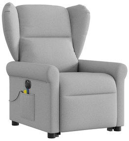 Poltrona elétrica elevatória massagens tecido cinzento-nublado