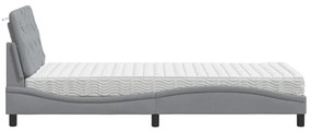 Cama com colchão 90x190 cm tecido cinzento-claro