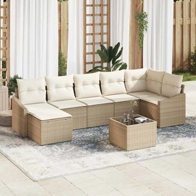 vidaXL Conjunto de Sofá de 8 Peças com Almofadas Brown Vime Polido
