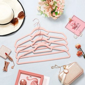 Conjunto de 30 cabides de veludo 45 x 23,5 cm rosa + dourado