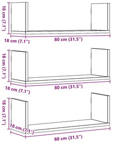 Prateleiras de parede 3 pcs derivados de madeira madeira velha