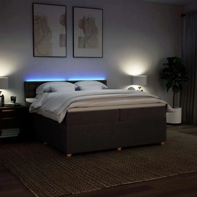 Cama com molas/colchão 200x200 cm tecido castanho-escuro