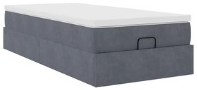 Estrutura cama otomana colchão 90x190 cm veludo cinzento escuro