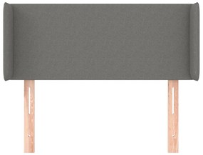 Cabeceira de cama c/ abas tecido 103x16x78/88cm cinzento-escuro