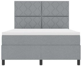 Cama Box com Colchão e Luz LED Cinza Claro, 140 x 200 cm, Tecido.