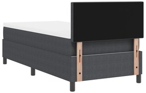 Cama Box Spring com Colchão Cinza Escuro 80x200 cm Tecido de Corduroy