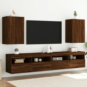 vidaXL Móveis parede p/ TV 2 pcs derivados madeira carvalho castanho