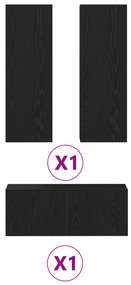 Conjunto de Móveis para TV vidaXL de 3 Peças Montado na Parede em Carv
