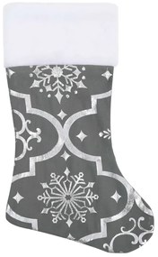 Saia de árvore de Natal luxuosa 122 cm com meia tecido cinzento