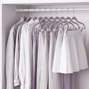 Conjunto 30 Cabides de veludo com clipes ajustáveis lilás lavanda