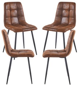 Pack 4 Cadeiras Stuhl Couro Sintético - Marrom Vintage
