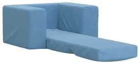 Sofá-cama infantil pelúcia macia azul