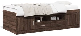 vidaXL Sofá-cama com gavetas sem colchão 100x200 cm carvalho castanho