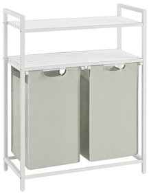 Cesto para roupa suja 2 x 46 L com 2 prateleiras branco