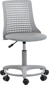 HOMCOM Cadeira de Escritório sem Braços Cadeira de Secretária Giratória em Malha com 6 Rodas Silenciosas 120 kg 43x42x74-86 cm Cinza | Aosom Portugal