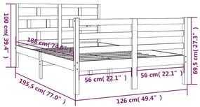 Estrutura de cama pequena casal 120x190 cm pinho maciço